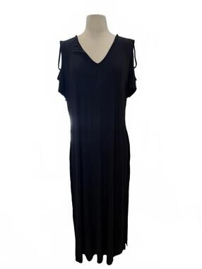 The Pyramid Collection Black Cold Shoulder Midi Dress Size 1X